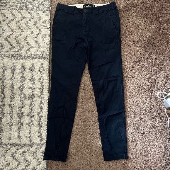 Bundle Two Hollister Skinny Chino Pants Navy Blue Khaki Workwear Preppy Frat 30 - Picture 4 of 7